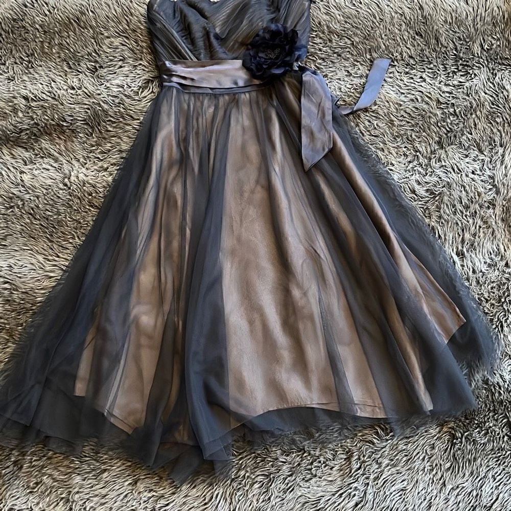 Monsoon strapless grey midi dress